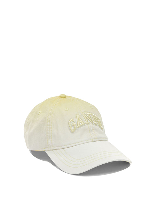 Ganni Baseball cap with logo - Yellow