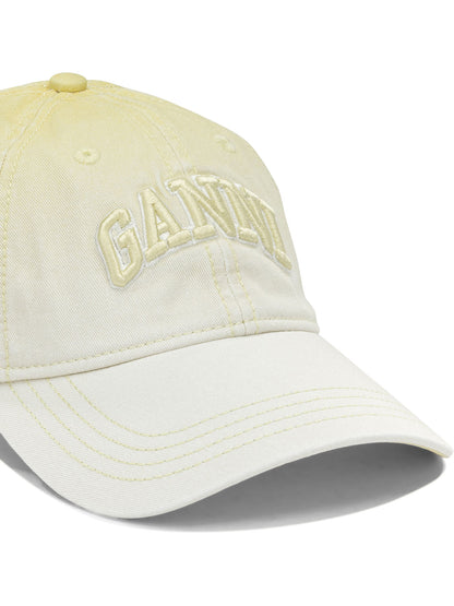 Ganni Baseball cap with logo - Yellow