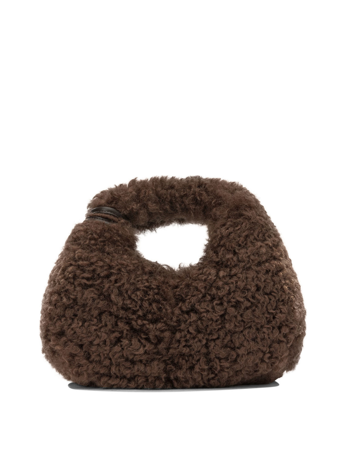Ganni "Mini Hobo Faux Fur" Small Handbag - Brown