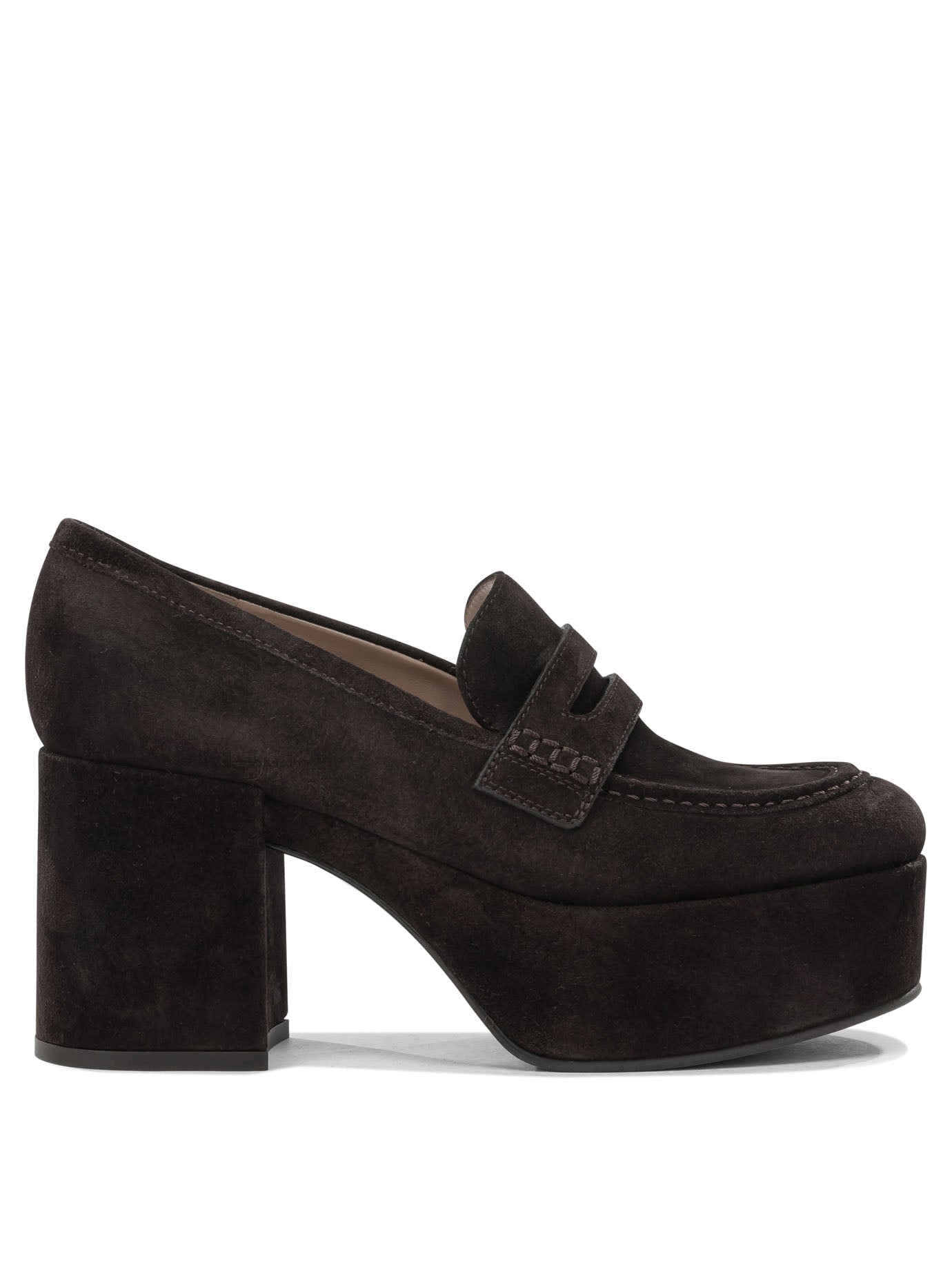 Gianvito Rossi "Jenna 75MM" Heeled Loafers - Brown