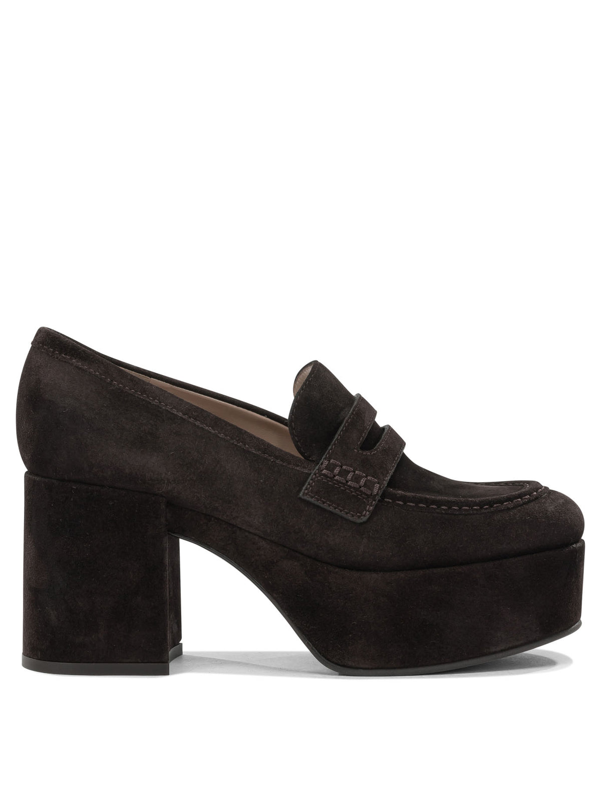 Gianvito Rossi "Jenna 75MM" Heeled Loafers - Brown