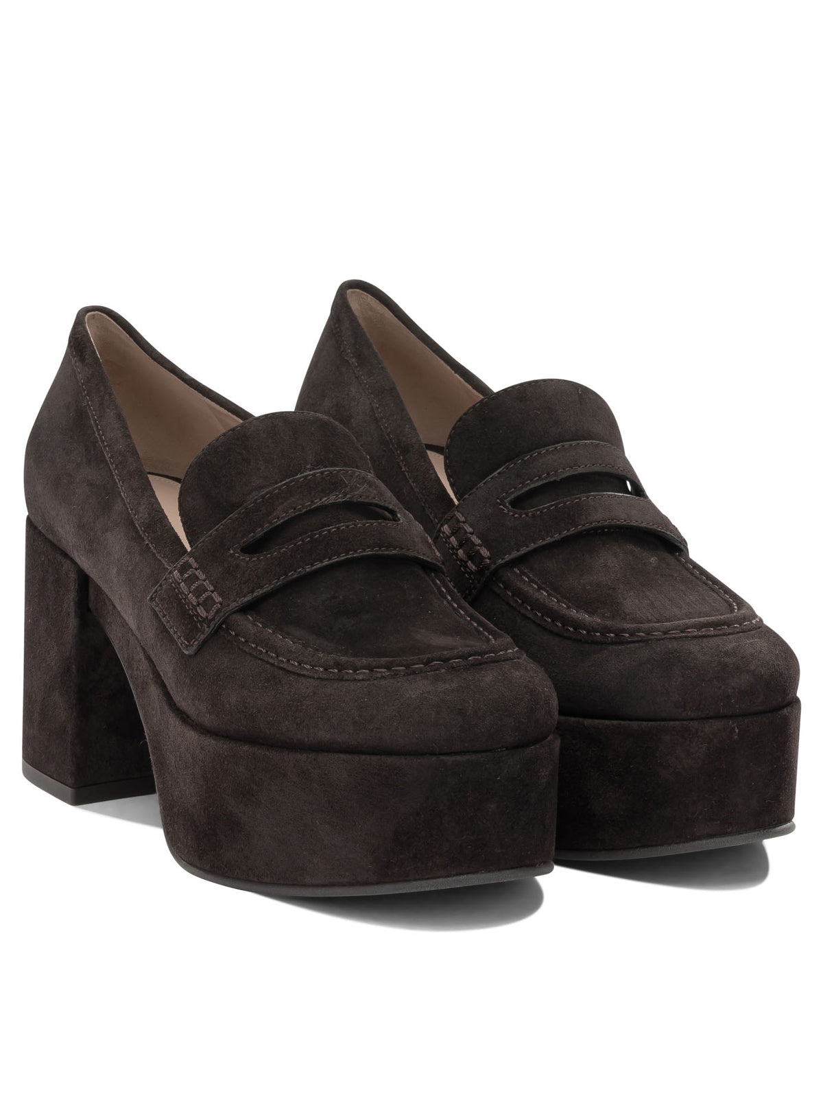 Gianvito Rossi "Jenna 75MM" Heeled Loafers - Brown