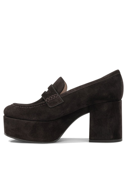 Gianvito Rossi "Jenna 75MM" Heeled Loafers - Brown