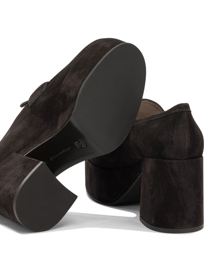 Gianvito Rossi "Jenna 75MM" Heeled Loafers - Brown