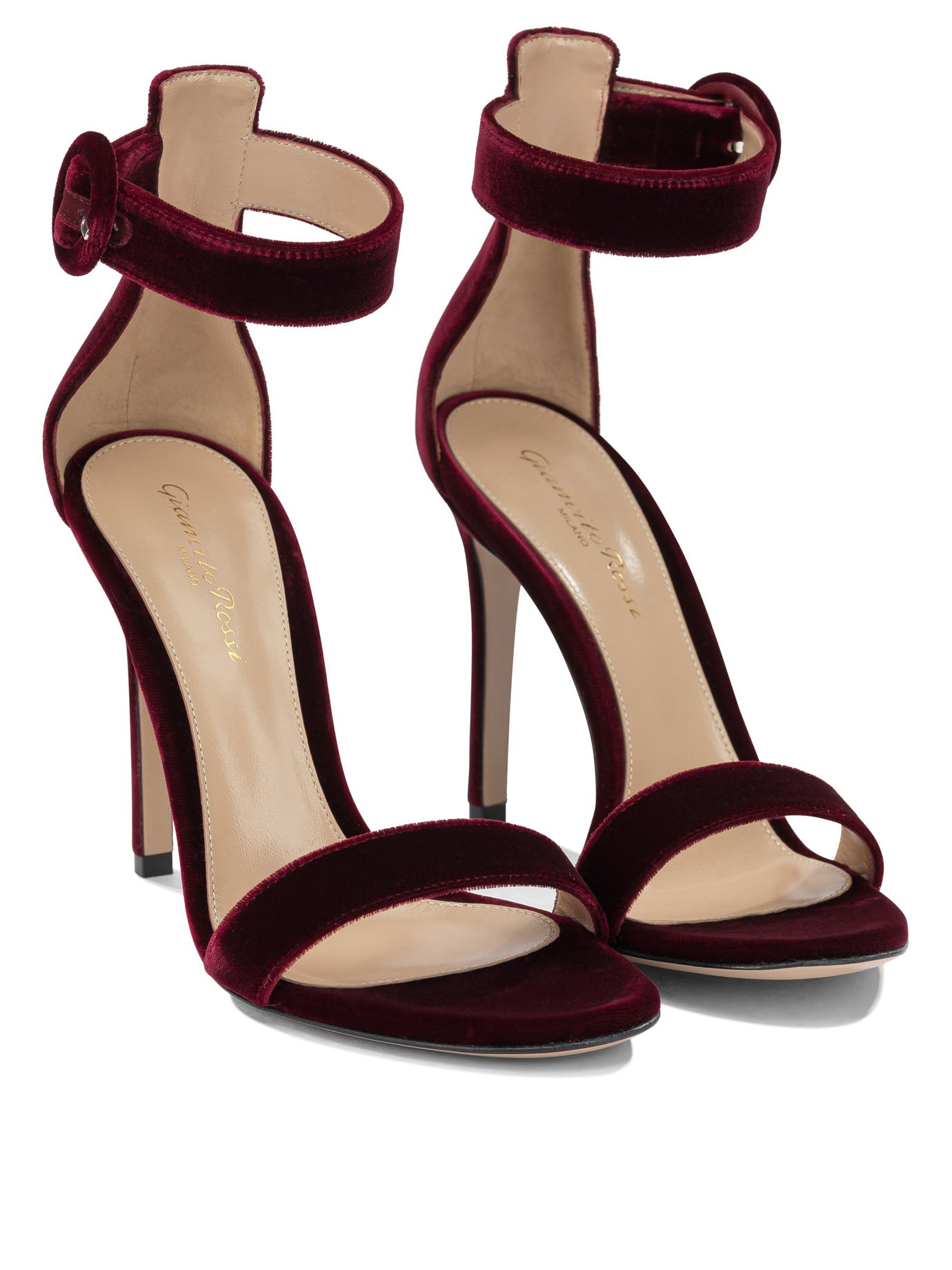 Gianvito Rossi "Portofino 105MM" Heeled Sandals - Bordeaux