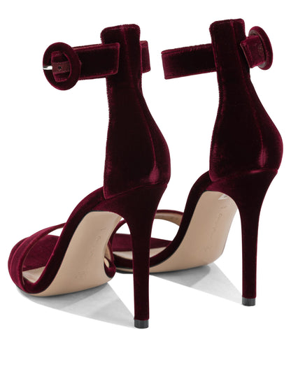 Gianvito Rossi "Portofino 105MM" Heeled Sandals - Bordeaux
