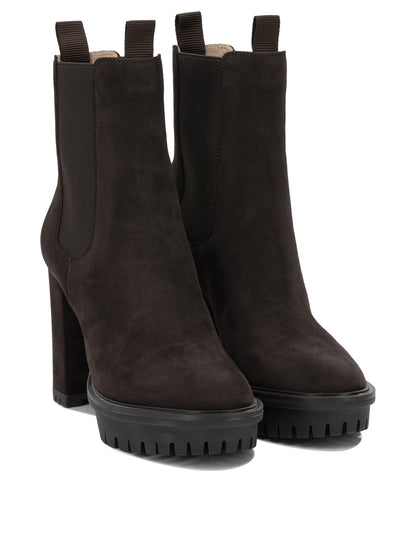 Gianvito Rossi "Barry 100MM" Pull-On Ankle Boots - Brown