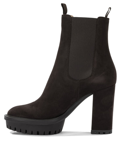 Gianvito Rossi "Barry 100MM" Pull-On Ankle Boots - Brown