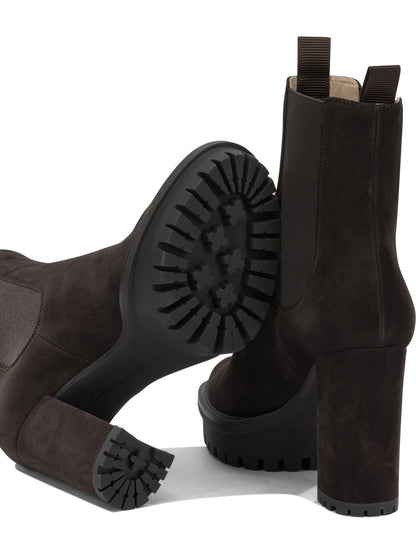 Gianvito Rossi "Barry 100MM" Pull-On Ankle Boots - Brown