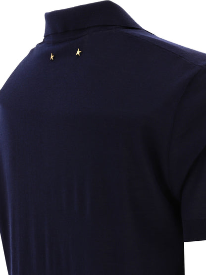 Golden Goose Merino wool button-down polo shirt - Blue