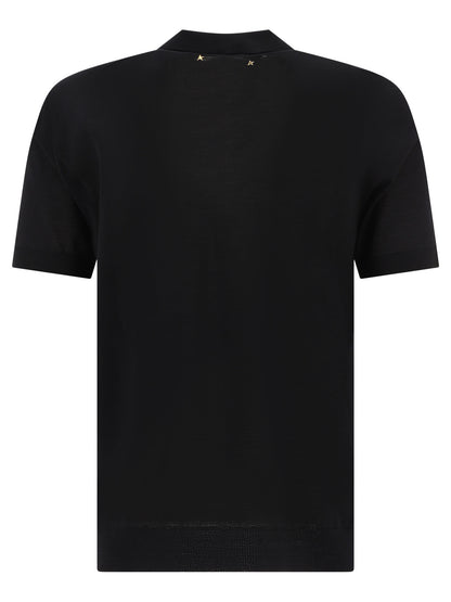 Golden Goose Merino wool button-down polo shirt - Black