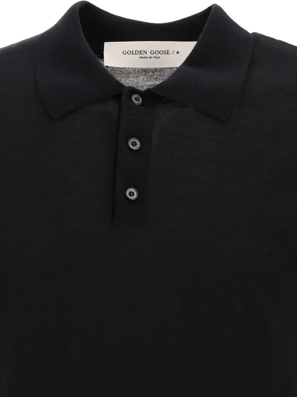 Golden Goose Merino wool button-down polo shirt - Black