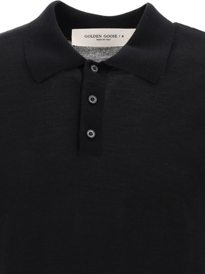 Golden Goose Merino wool button-down polo shirt - Black