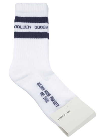 Golden Goose "Distressed" Sports Socks - Blue