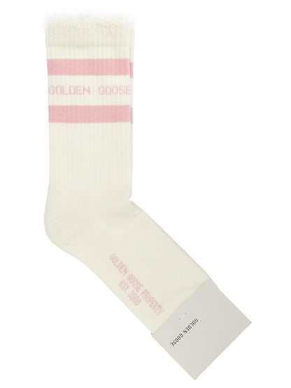 Golden Goose "Distressed" Sports Socks - Pink