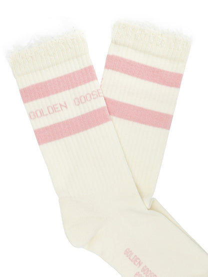 Golden Goose "Distressed" Sports Socks - Pink