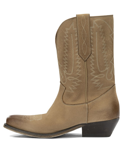 Golden Goose "Wish Star" Cowboy Ankle Boots - Beige