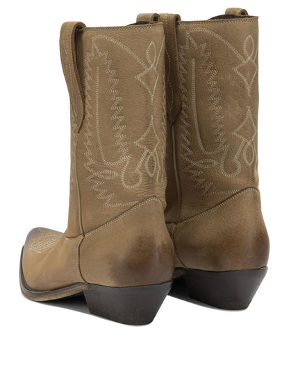 Golden Goose "Wish Star" Cowboy Ankle Boots - Beige