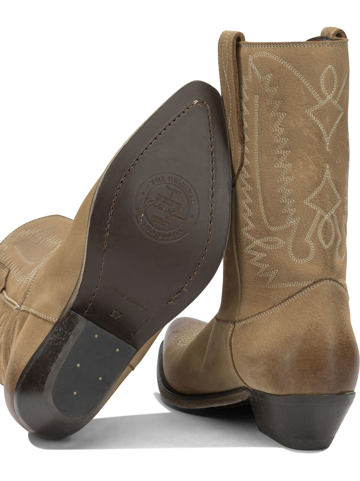 Golden Goose "Wish Star" Cowboy Ankle Boots - Beige