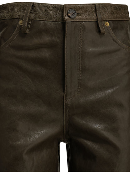 Golden Goose "Melany" Leather Pants - Green