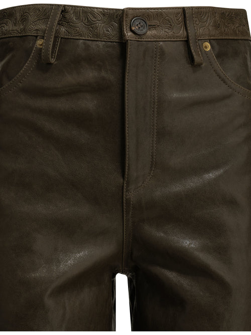 Golden Goose "Melany" Leather Pants - Green