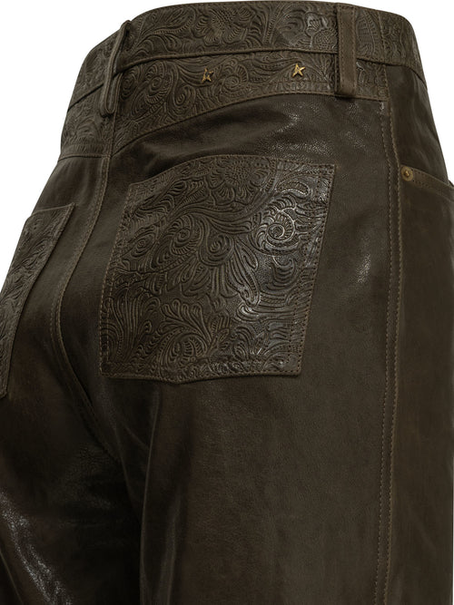Golden Goose "Melany" Leather Pants - Green