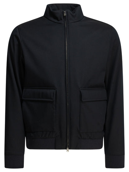 Herno "3 Layers Wool Storm" Bomber Jacket - Blue