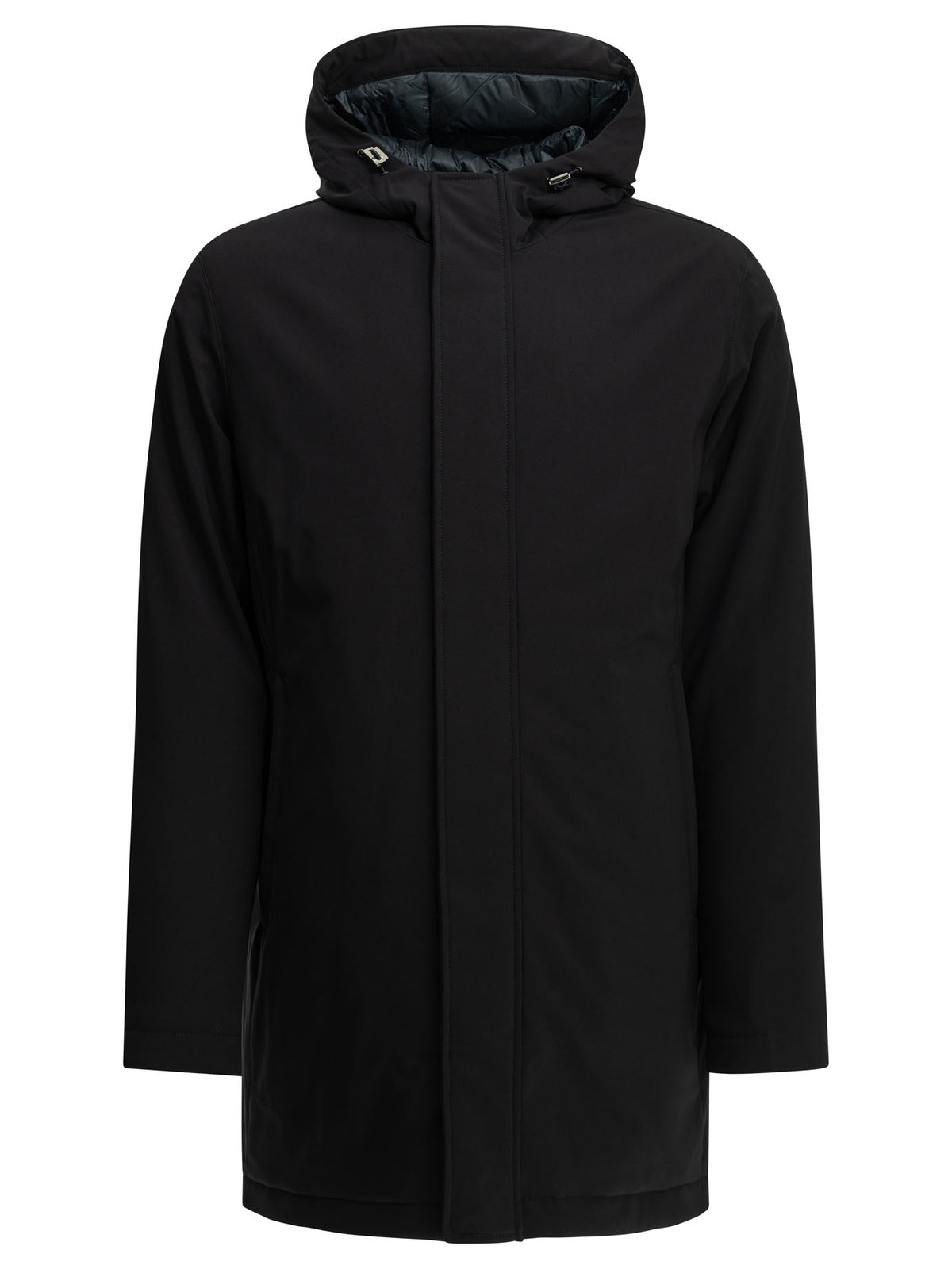 Herno Long down jacket in stretch twill - Blue