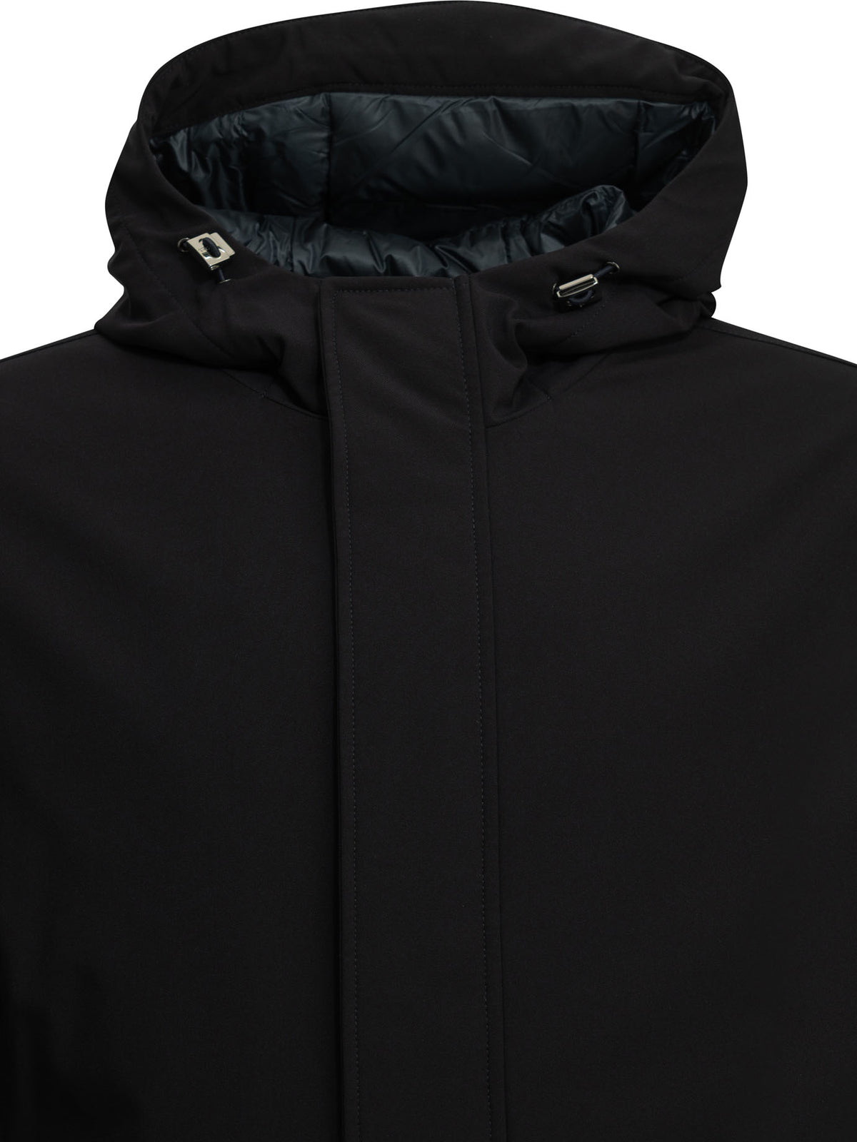Herno Long down jacket in stretch twill - Blue