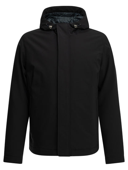 Herno Short down jacket in stretch twill - Blue