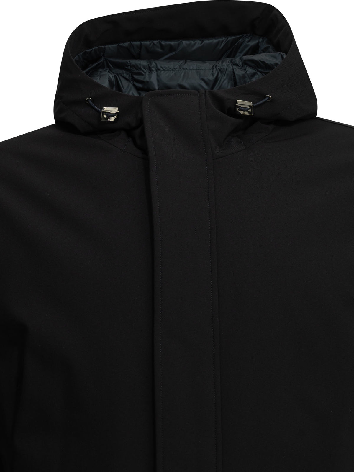 Herno Short down jacket in stretch twill - Blue