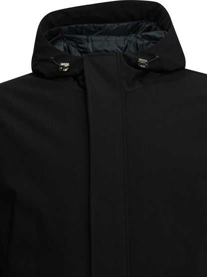 Herno Short down jacket in stretch twill - Blue