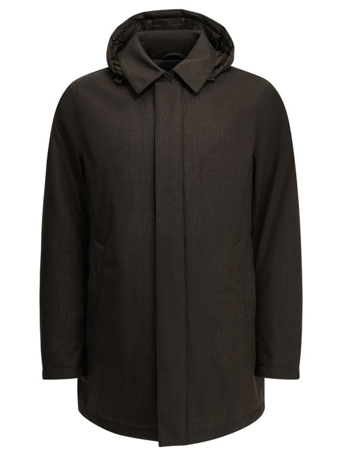 Herno Long flannel down jacket - Brown