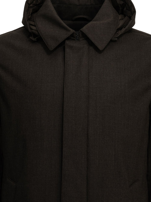 Herno Long flannel down jacket - Brown