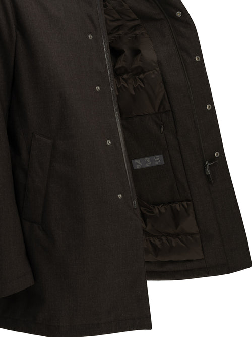 Herno Long flannel down jacket - Brown