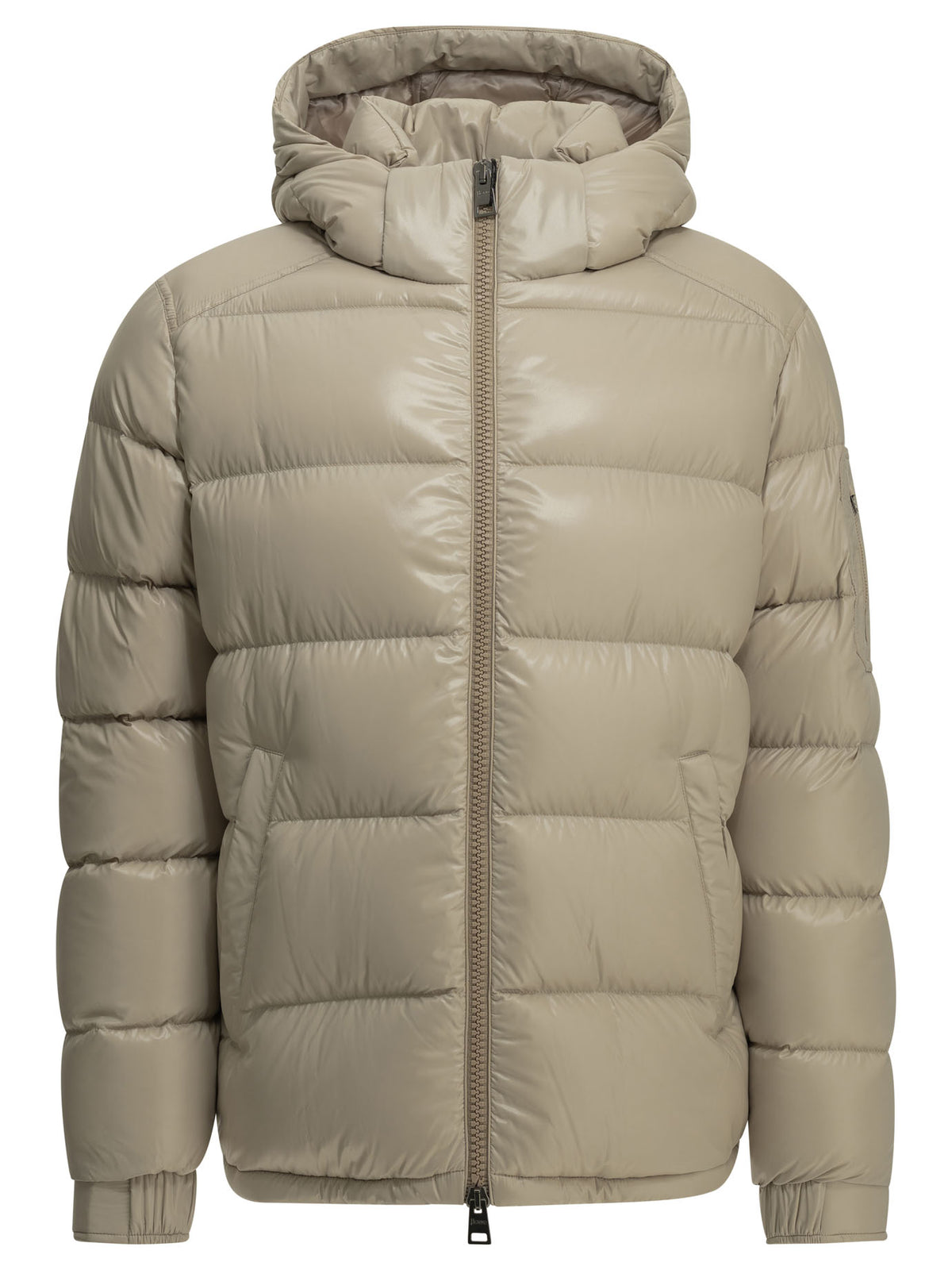 Herno Short down jacket with logo - Beige