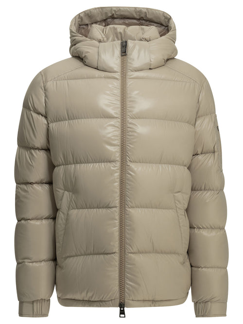 Herno Short down jacket with logo - Beige