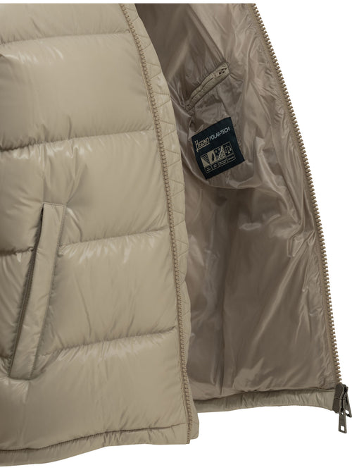 Herno Short down jacket with logo - Beige