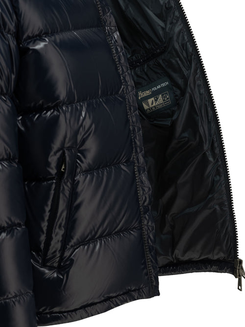 Herno Short down jacket with logo - Blue