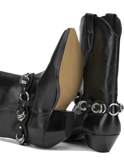 Isabel Marant "Duerto" Cowboy Ankle Boots - Black