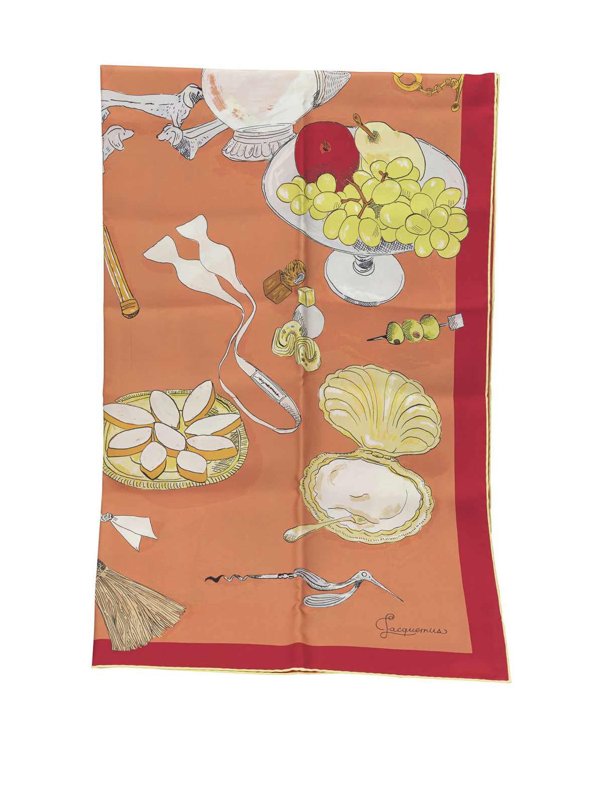 Jacquemus "Le Grand Foulard Cocktail" Silk Scarf - Orange