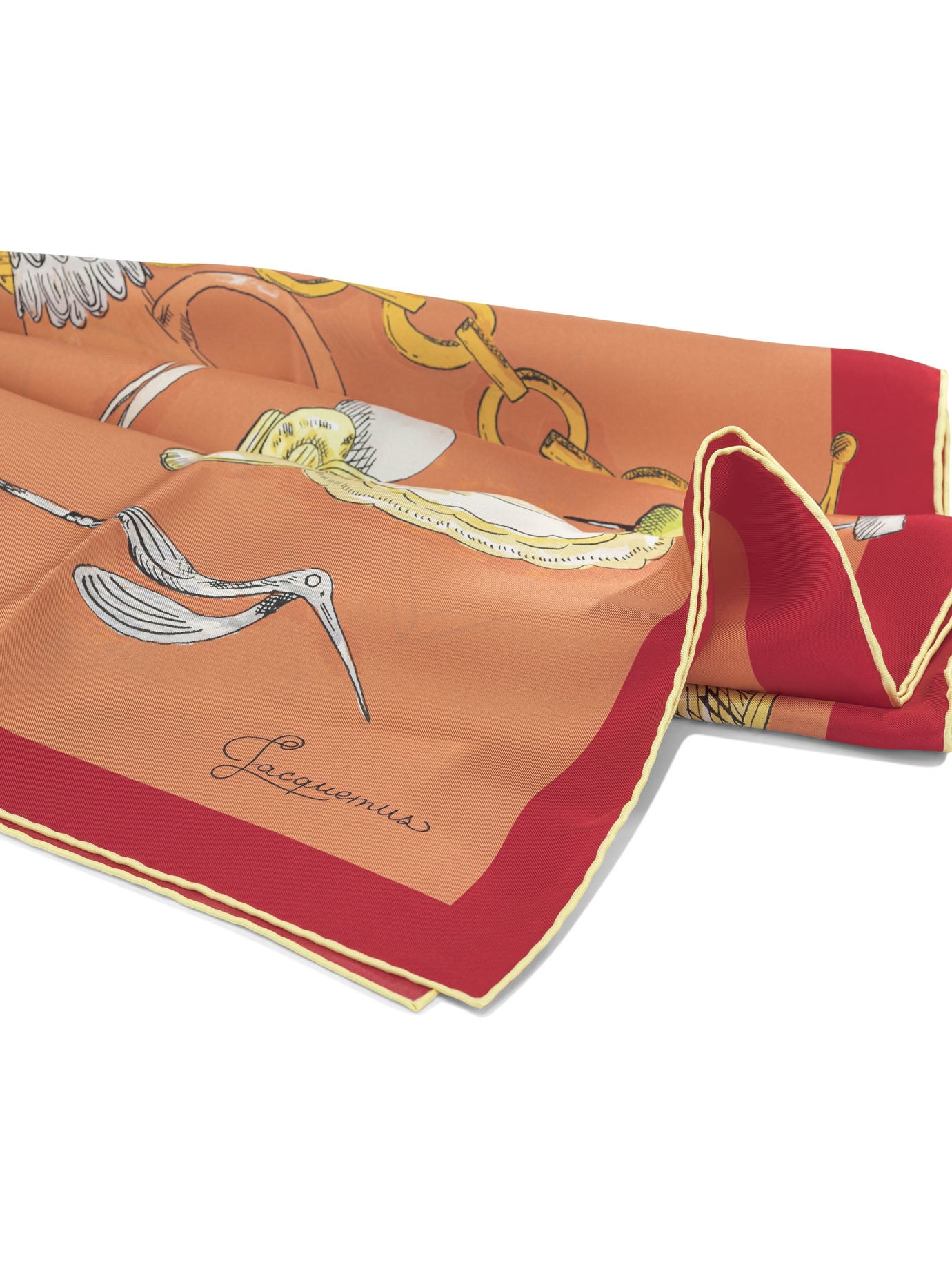 Jacquemus "Le Grand Foulard Cocktail" Silk Scarf - Orange