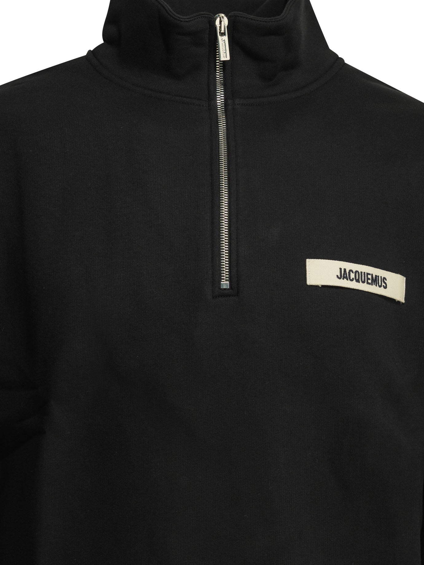 Jacquemus "Le Camionneur Gros Grain" Half Zip Sweatshirt - Black
