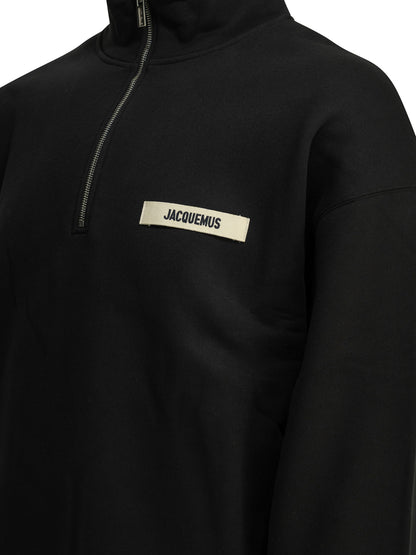 Jacquemus "Le Camionneur Gros Grain" Half Zip Sweatshirt - Black