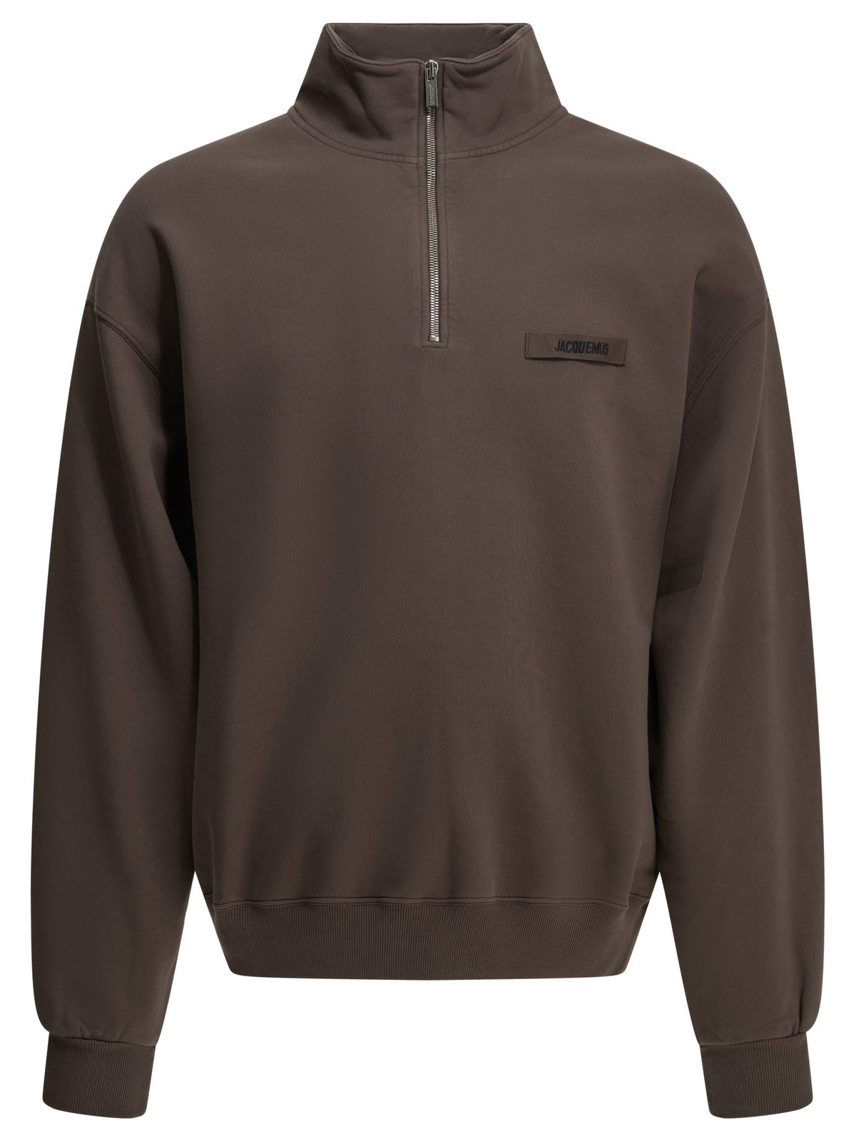Jacquemus "Le Camionneur Gros Grain" Half Zip Sweatshirt - Brown