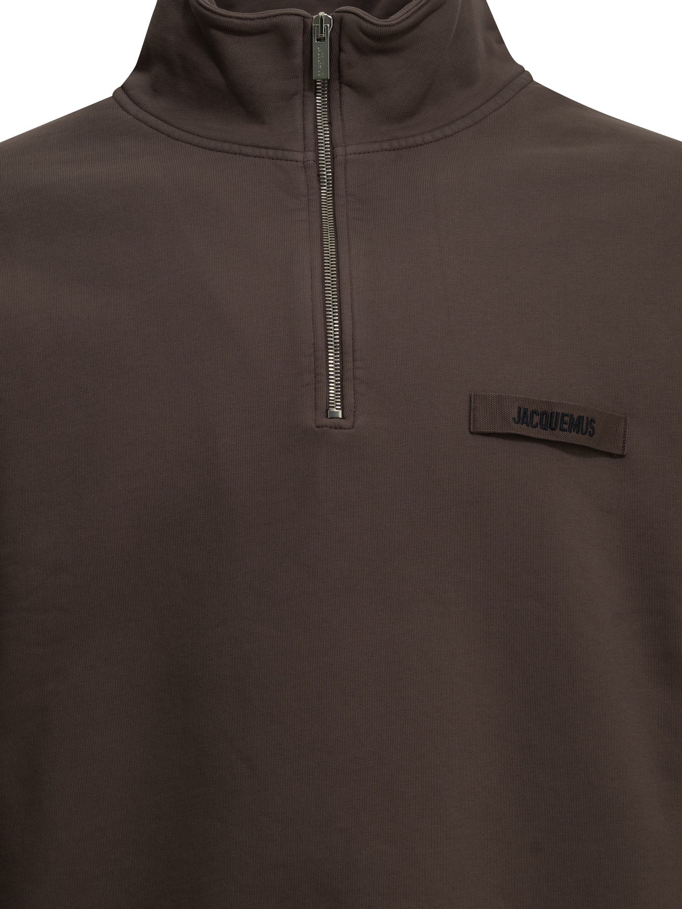 Jacquemus "Le Camionneur Gros Grain" Half Zip Sweatshirt - Brown