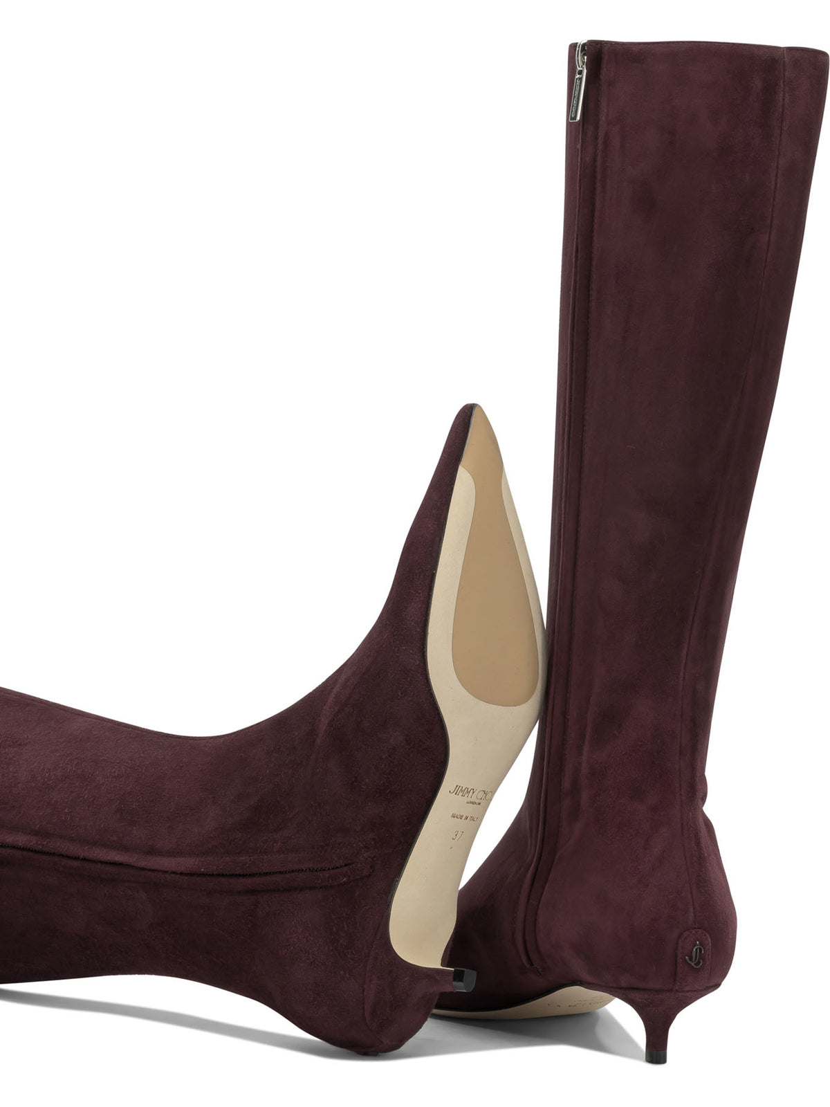 Jimmy Choo "Amis 35MM" Knee-High Boots - Bordeaux