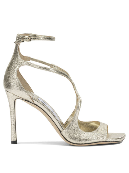 Jimmy Choo "Azia 95MM" heeled sandals - Gold