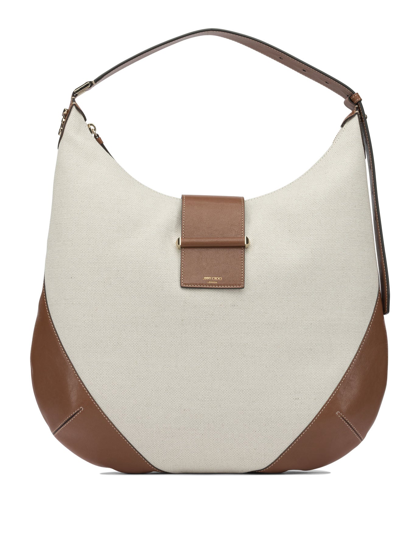 Jimmy Choo "Bar Hobo" Large Shoulder Bag - Beige