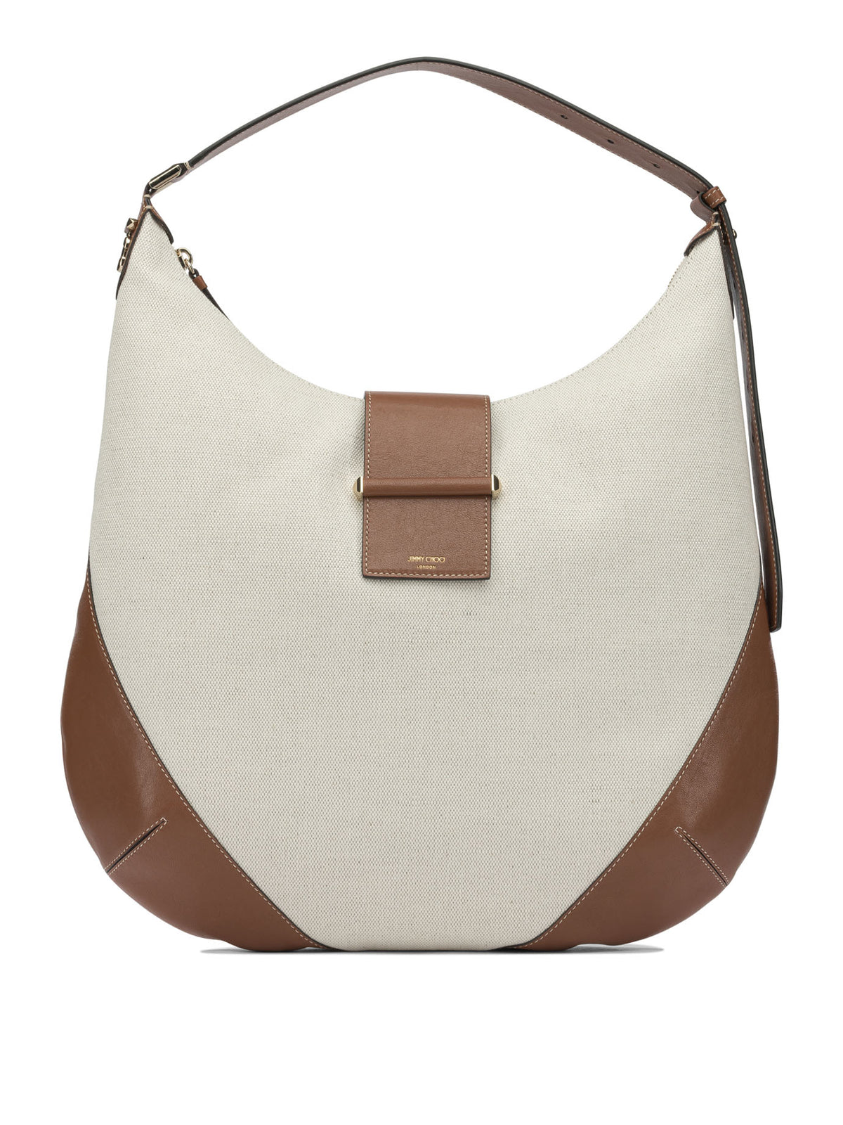 Jimmy Choo "Bar Hobo" Large Shoulder Bag - Beige